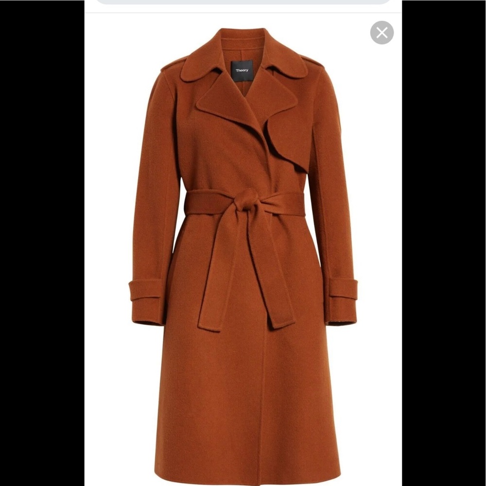 Theory cashmere wool blend coat in caramel